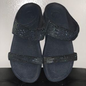 Navy Blue Rhinestone Fitflops
